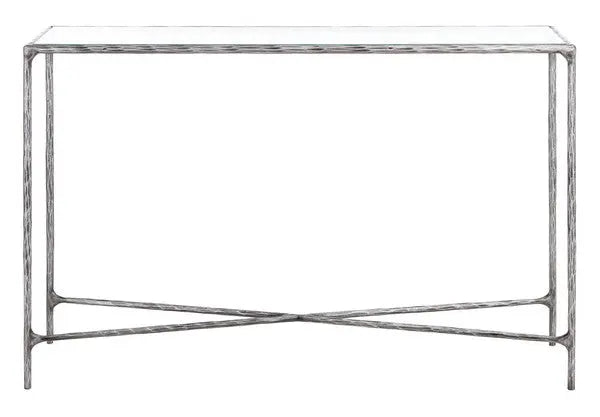 Jessa Silver Forged Metal Rectangle Console Table - The Mayfair Hall
