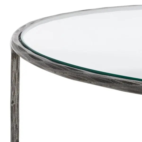 Jessa Silver Oval Metal Coffee Table - The Mayfair Hall