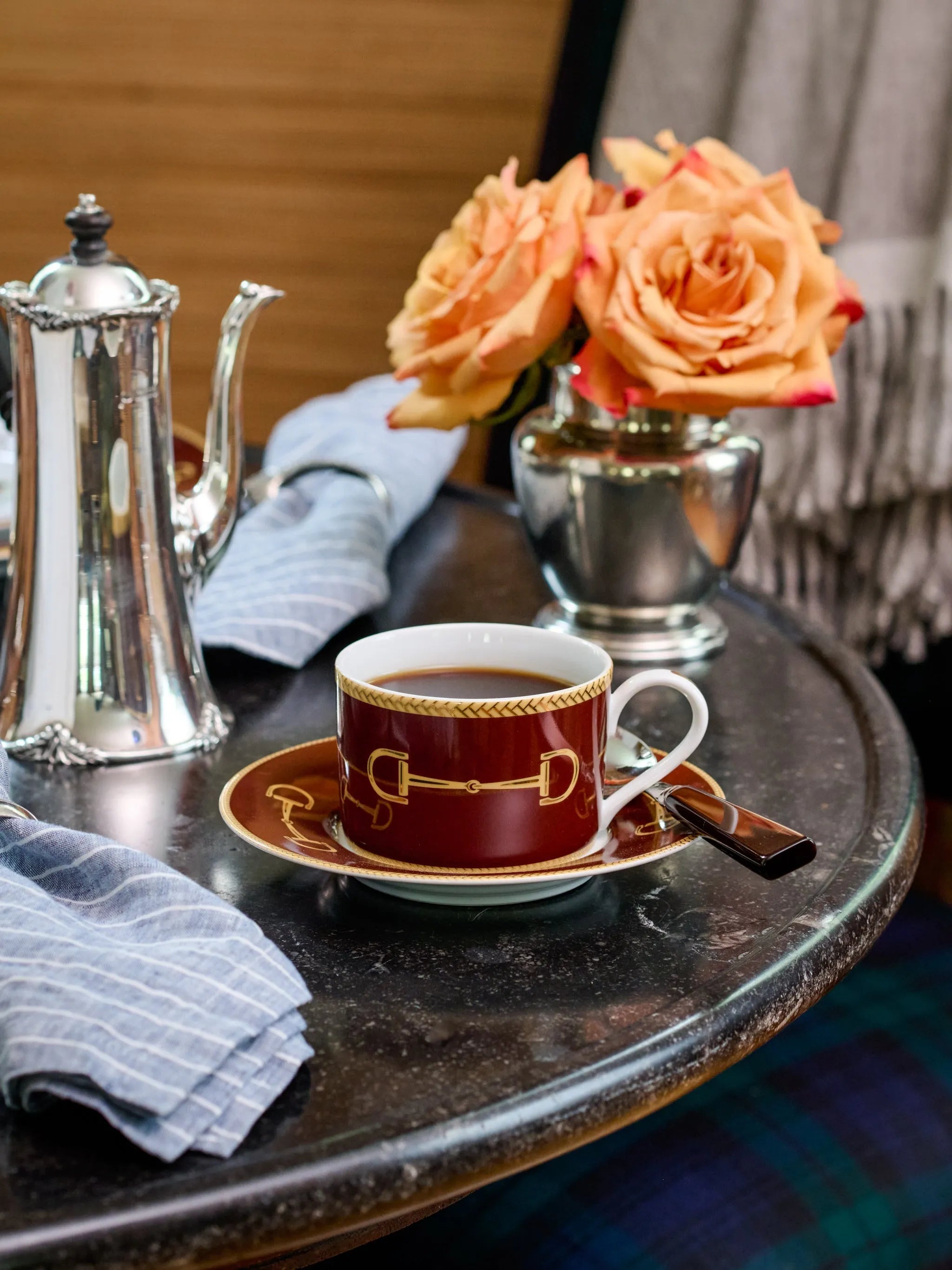 Julie Wear Cheval Brown Chestnut Cup and Saucer