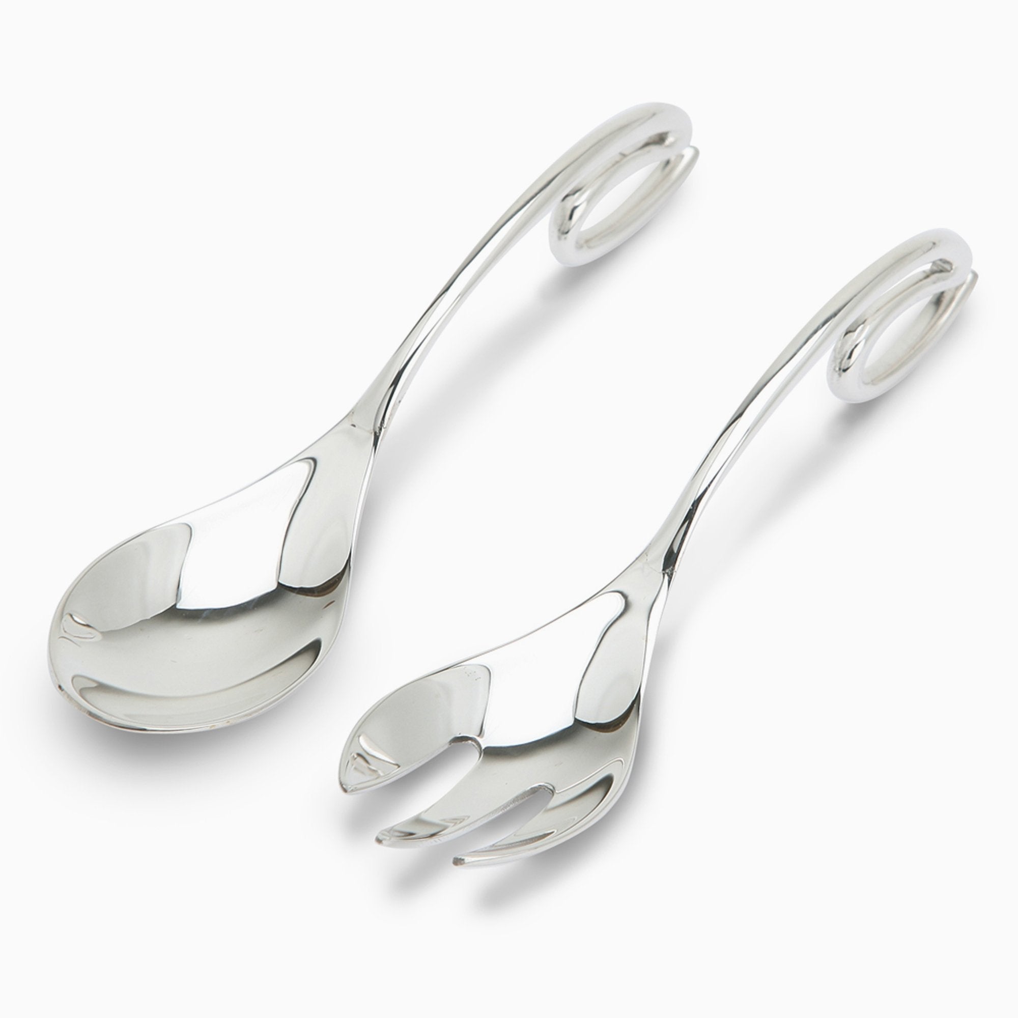 Curve Sterling Silver Baby Spoon and Fork Set By Krysaliis