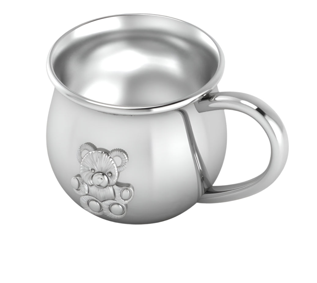 Krysaliis Sterling Silver Baby Cup - Teddy Embossed