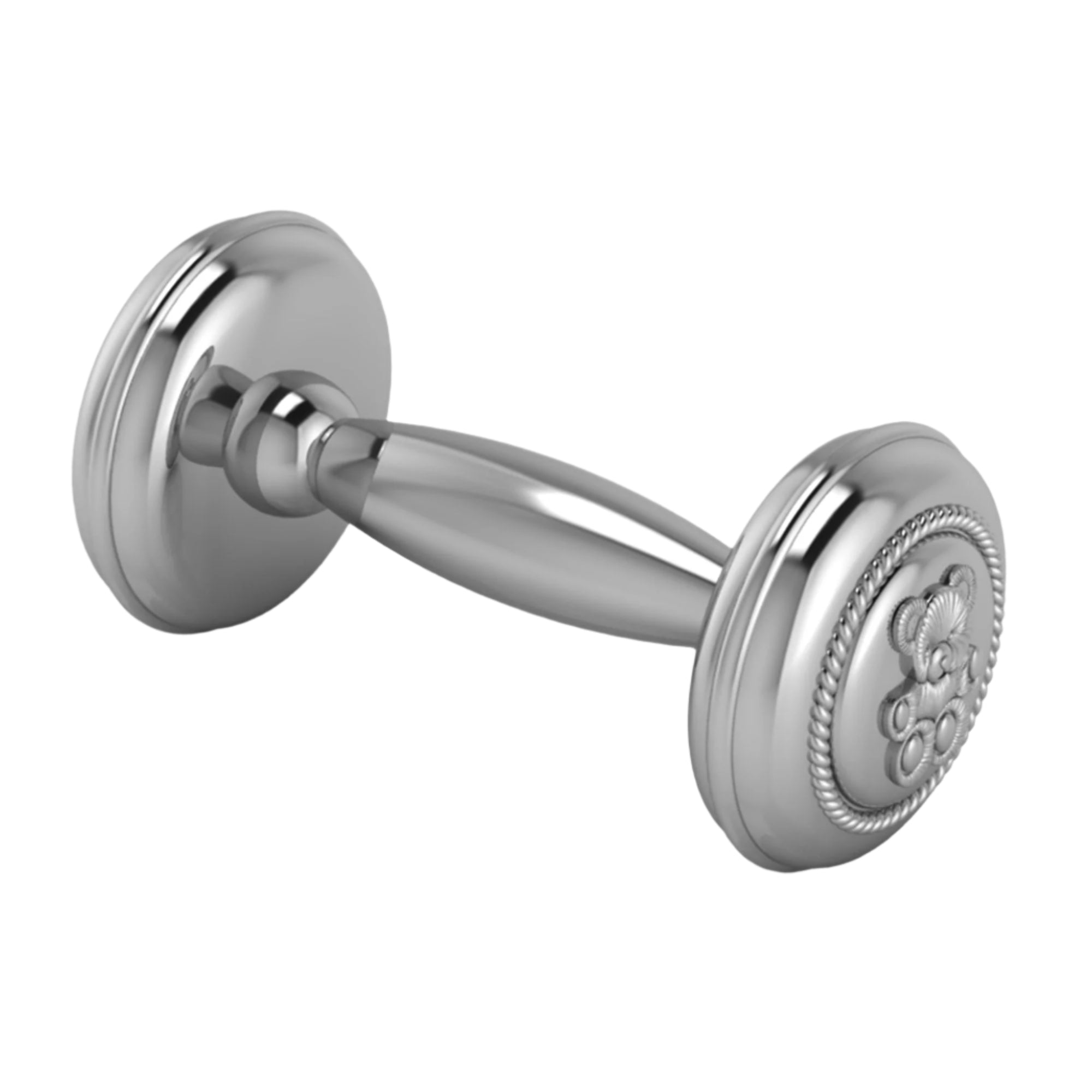 Krysaliis Silver Plate Dumbell Rattle - Teddy Rope