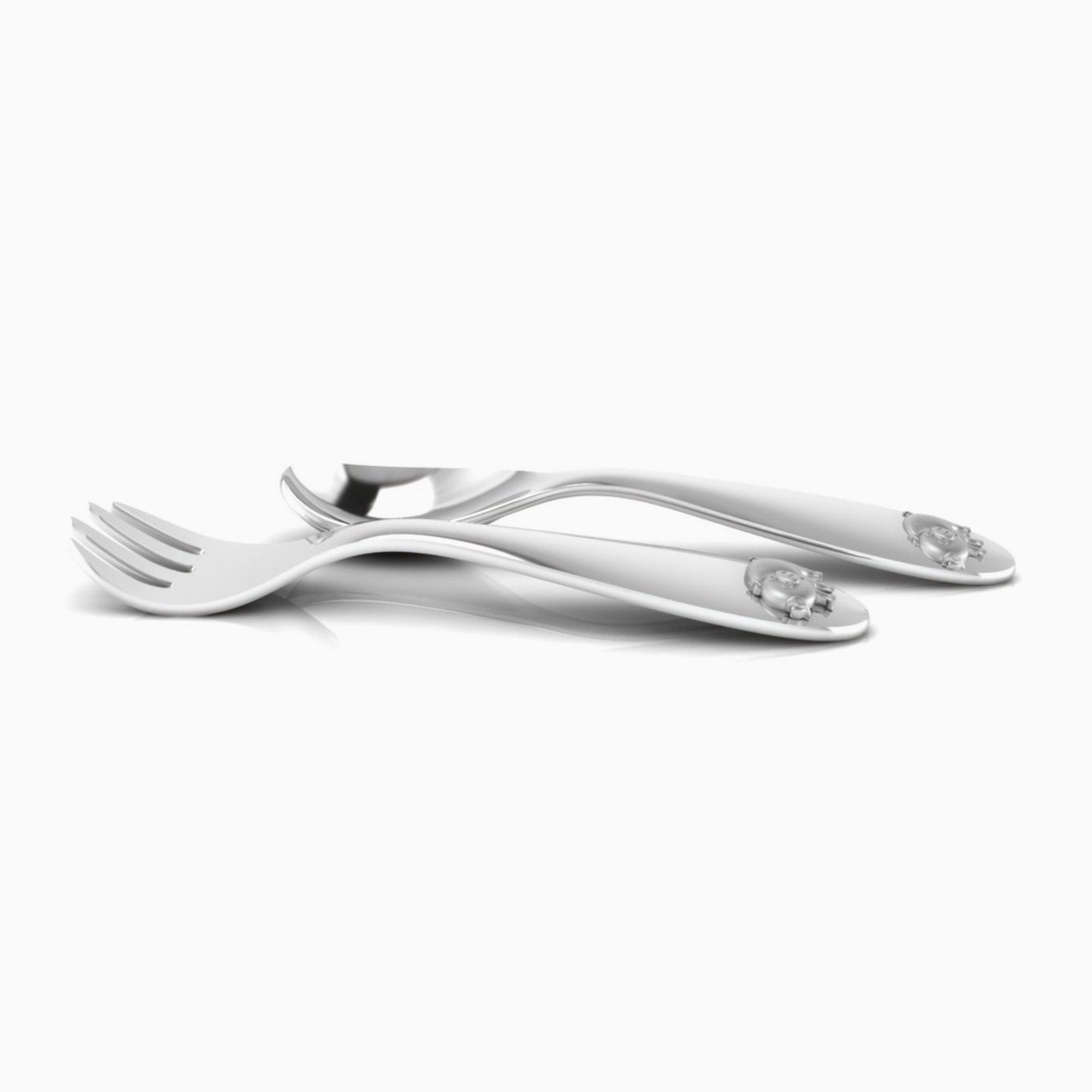 Piggy Silver Plated Baby Spoon and Fork Set by Krysaliis