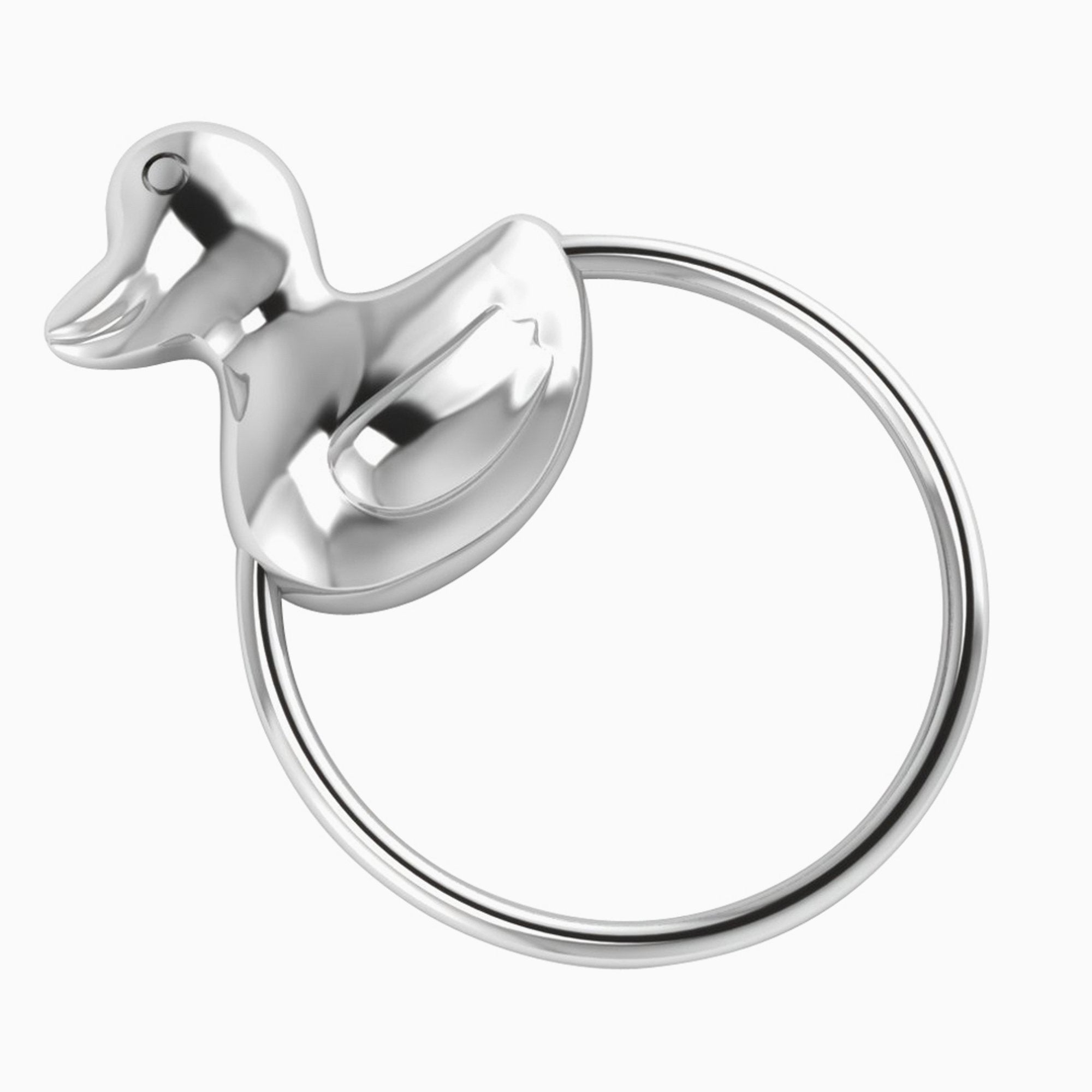Krysaliis Sterling Silver Baby Rattle - Duck Ring