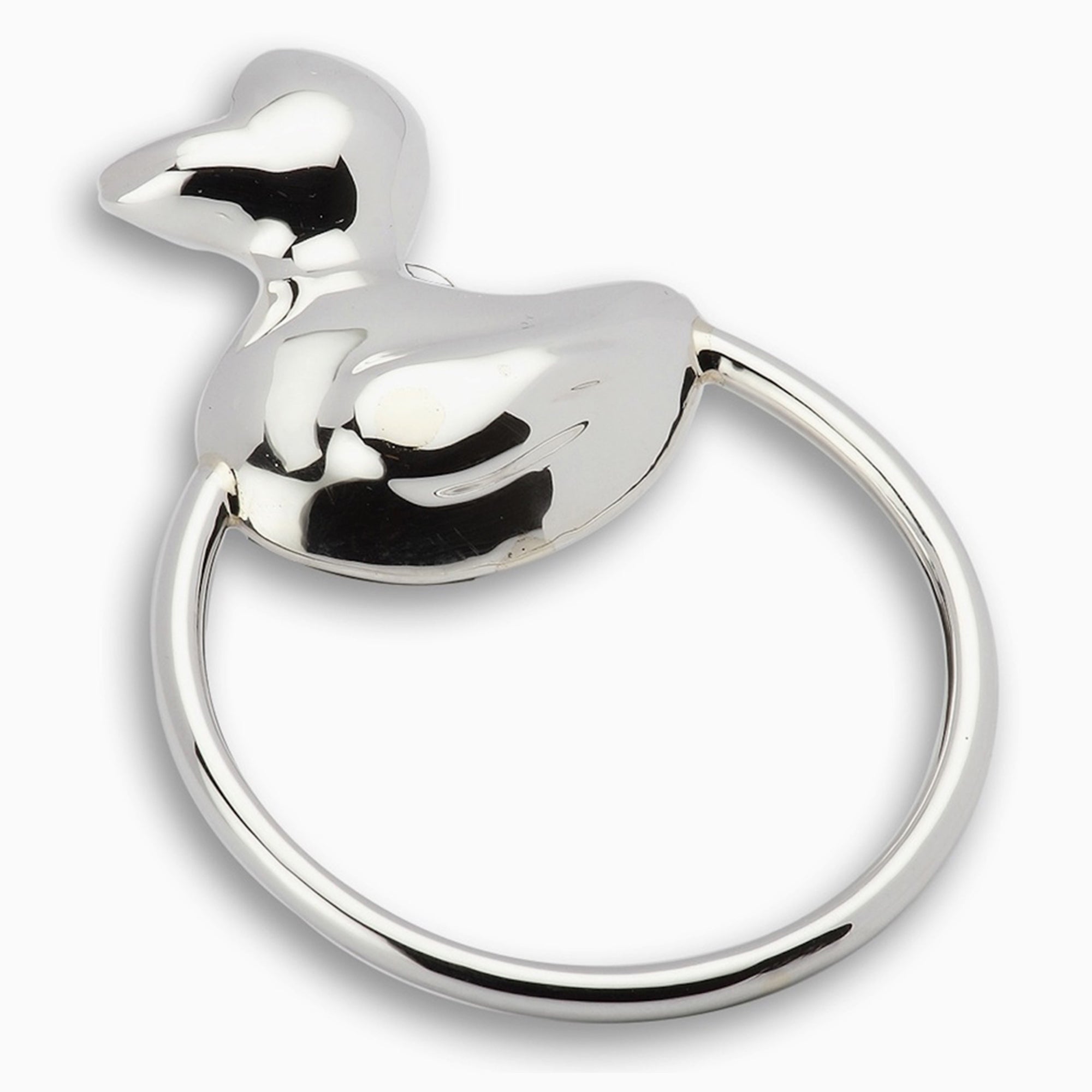 Krysaliis Sterling Silver Baby Rattle - Duck Ring