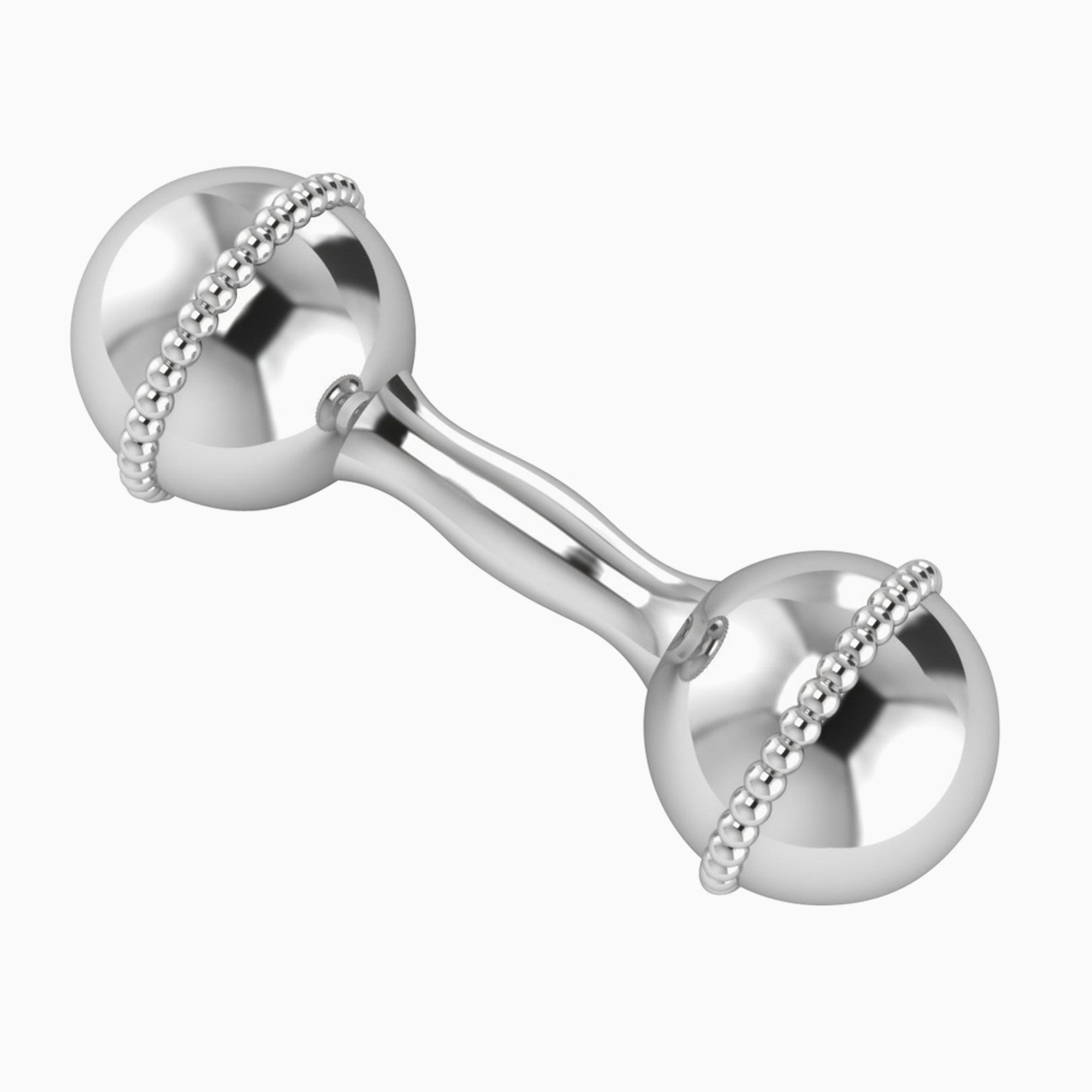 Krysaliis Sterling Silver Dumbbell Rattle - Mini Beaded