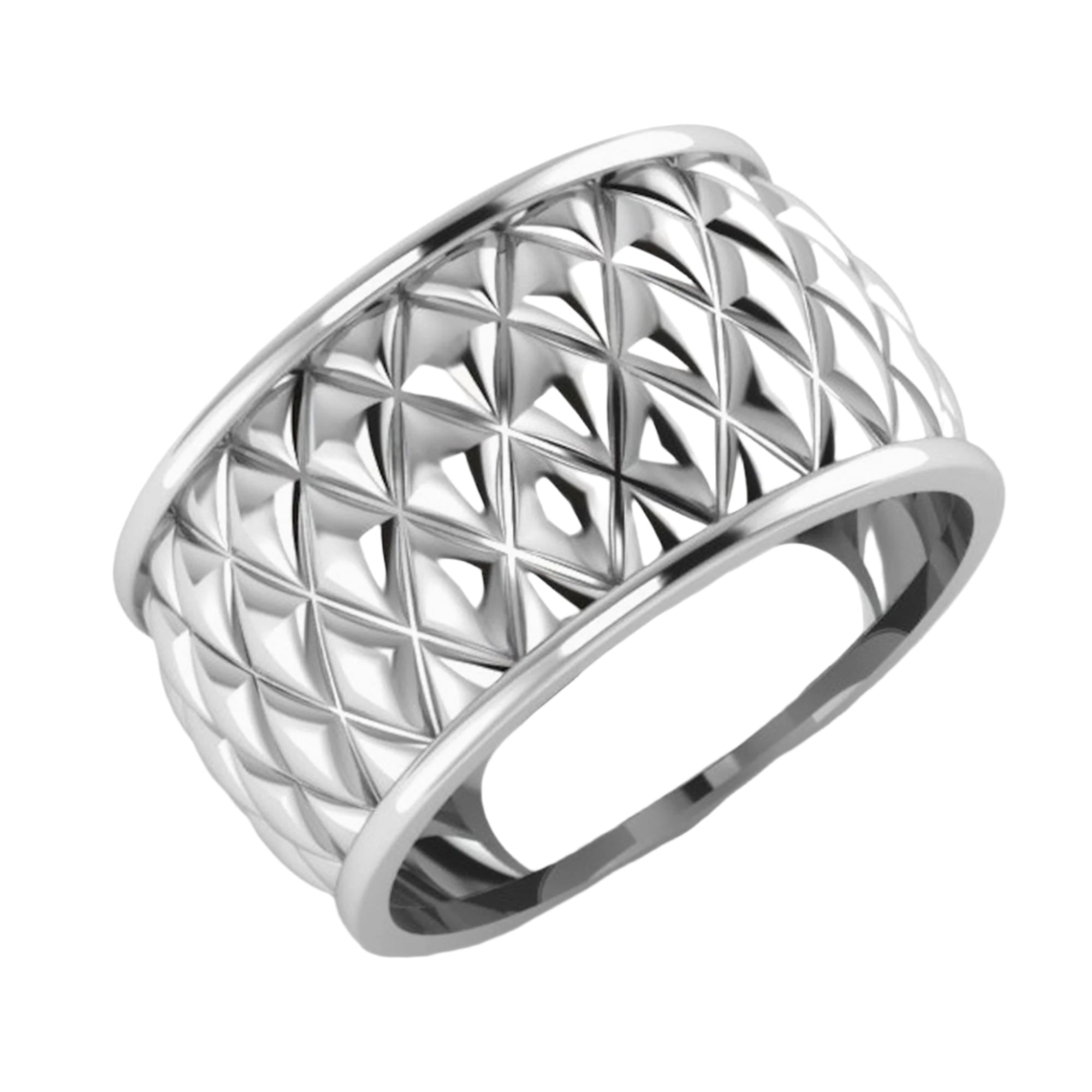 Sterling Silver Checkered Napkin Rings by Krysaliis - Set of 2