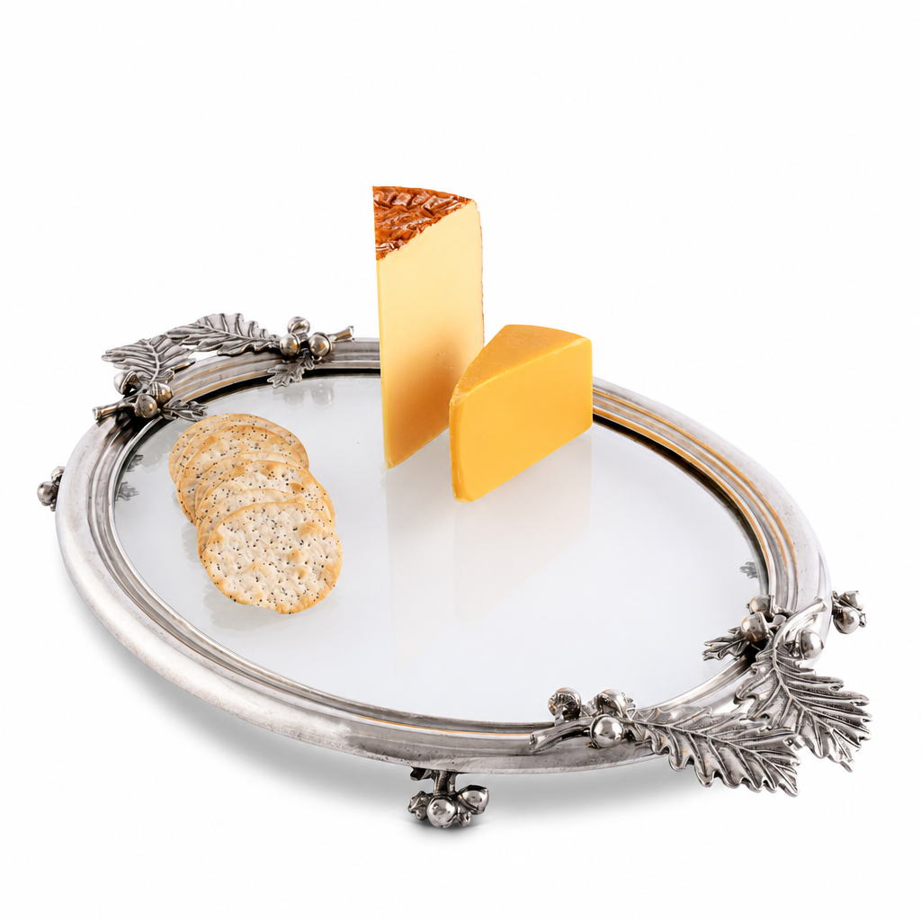 Acorn & Oak Leaf Oval Glass Tray