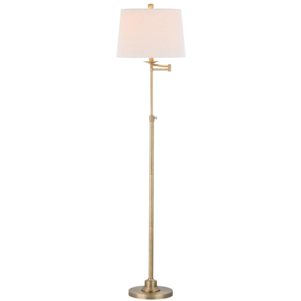 Nadia Adjustable Floor Lamp in Gold with Off White Cotton Shade