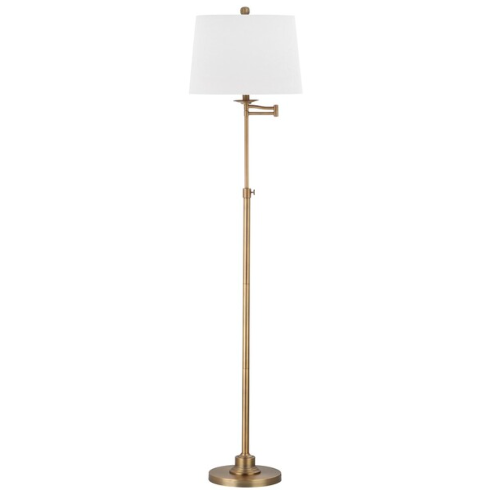 Nadia Adjustable Floor Lamp in Gold with Off White Cotton Shade