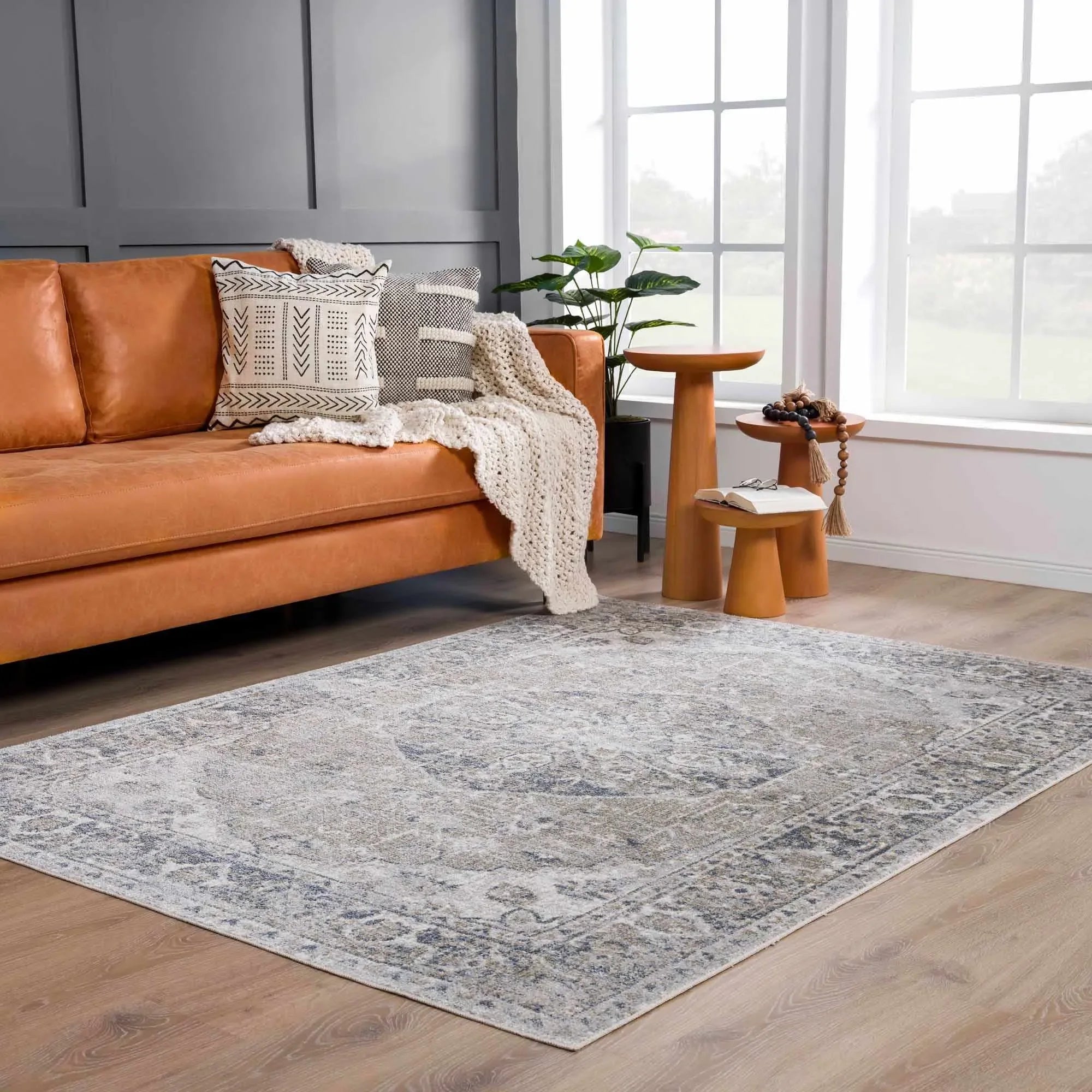 Rudo Blue Washable Area Rug - The Mayfair Hall