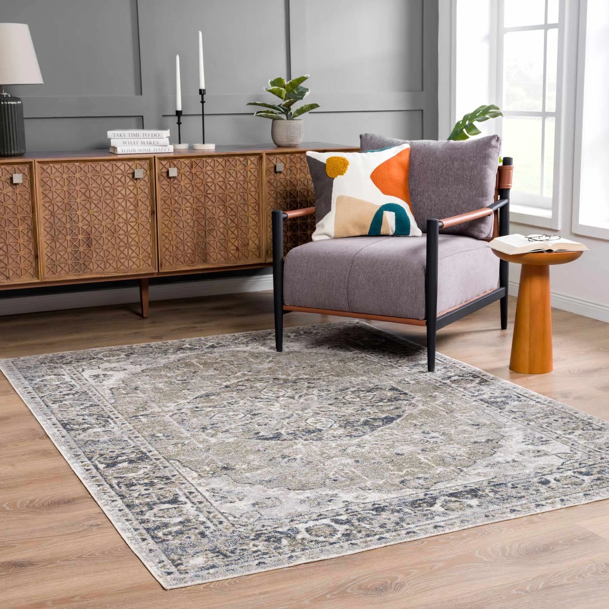 Rudo Blue Washable Area Rug - The Mayfair Hall