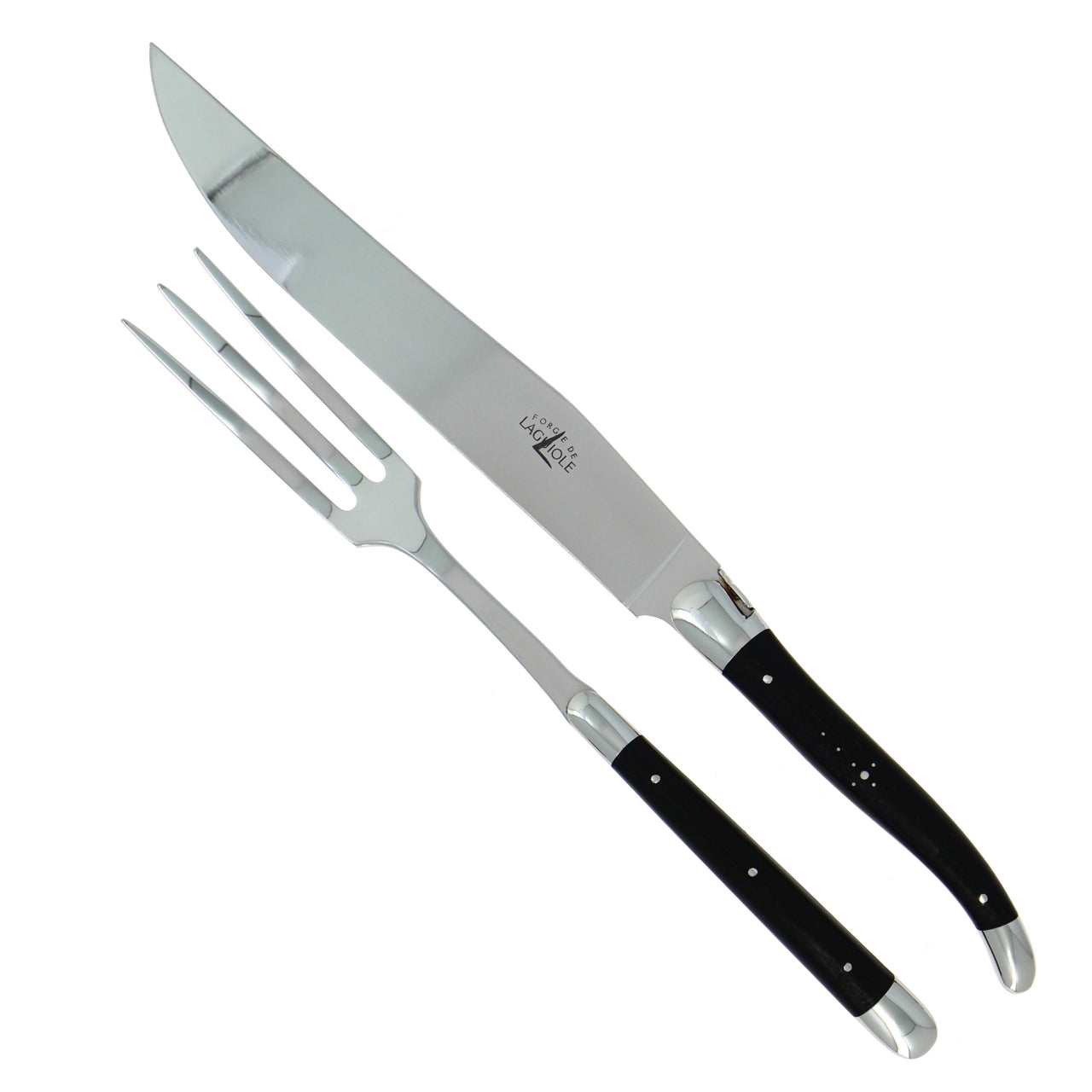 Laguiole Carving Set Ebony Handle Shiny Finish
