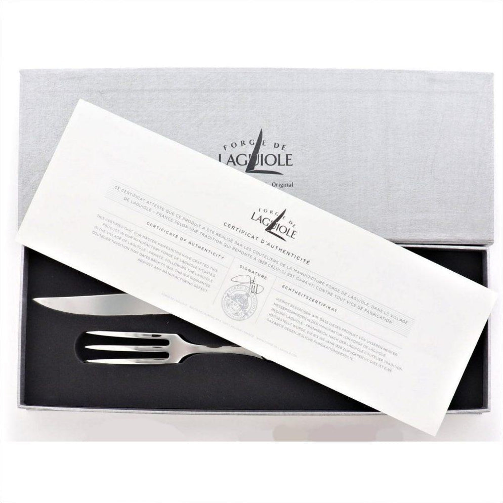 Laguiole Carving Set Horn Tip Handle Shiny Finish