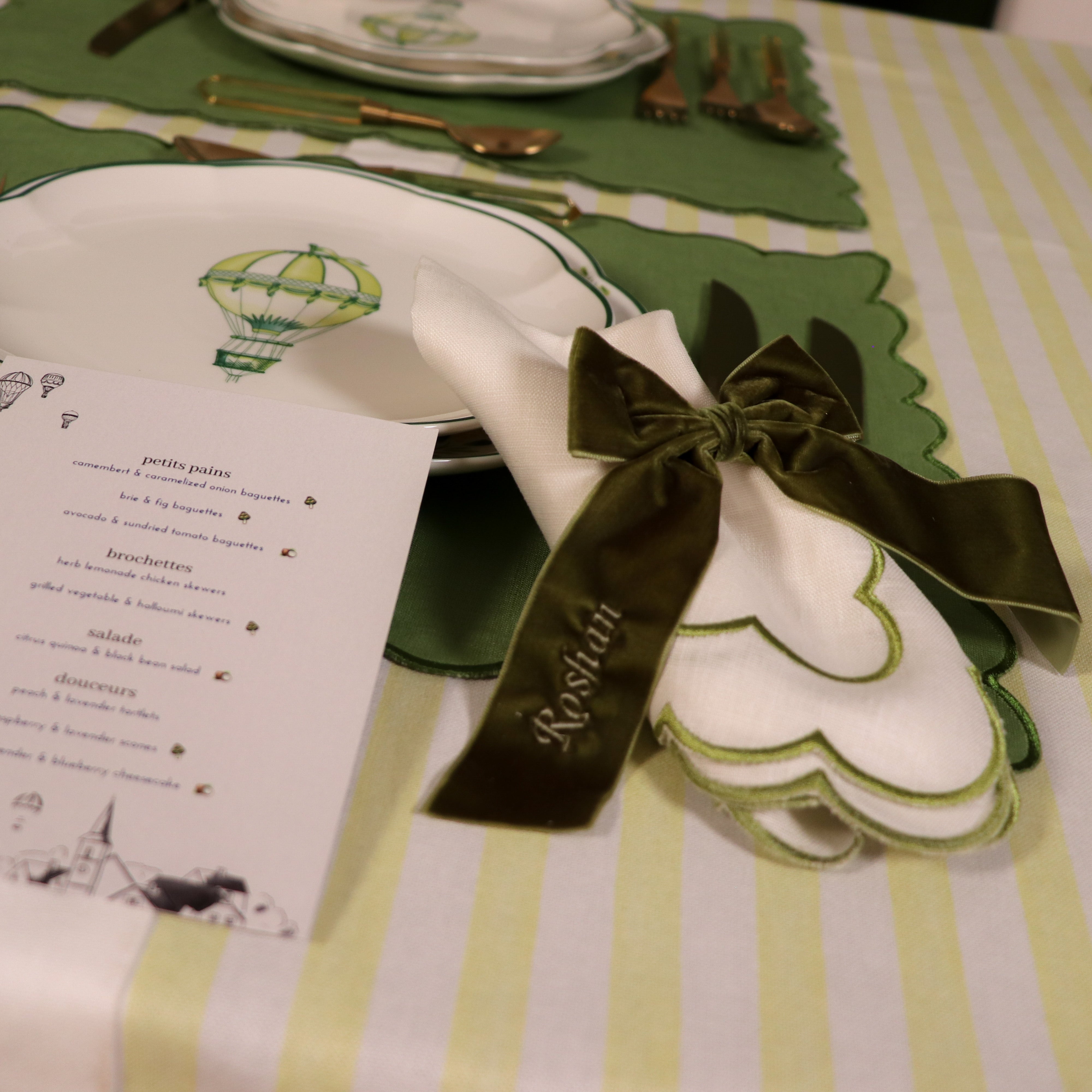 Large Forest Green Velvet Napkin Bow Tie - Set of 6