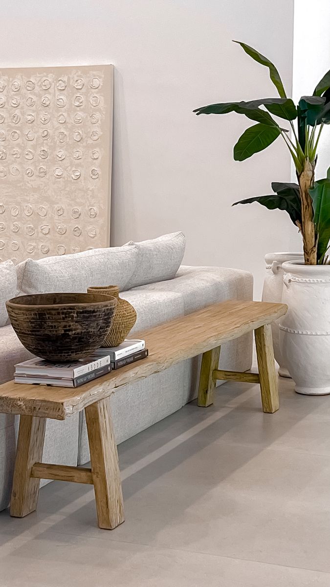 Large Elm Wood Bench