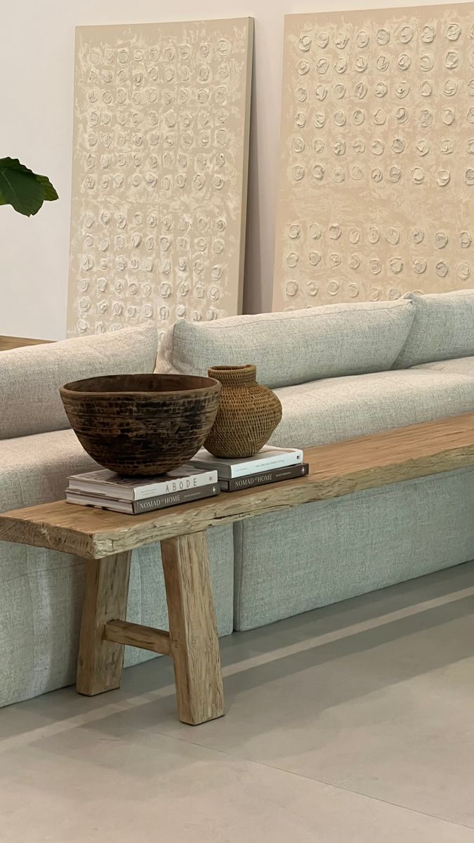 Large Elm Wood Bench