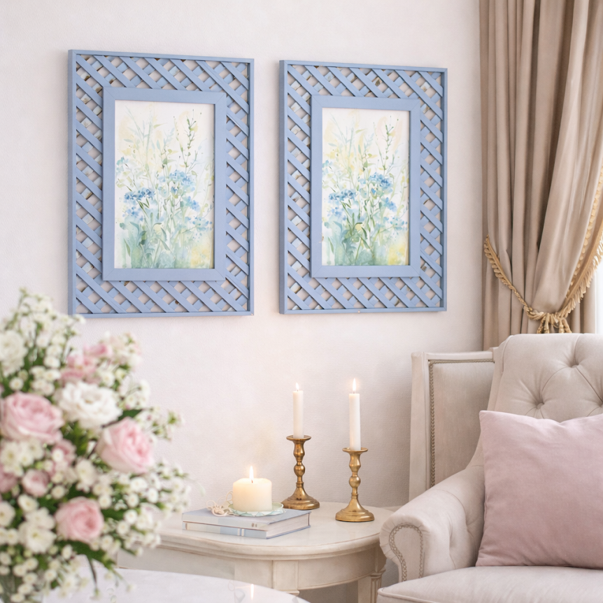 Cornflower Blue Lattice Frame