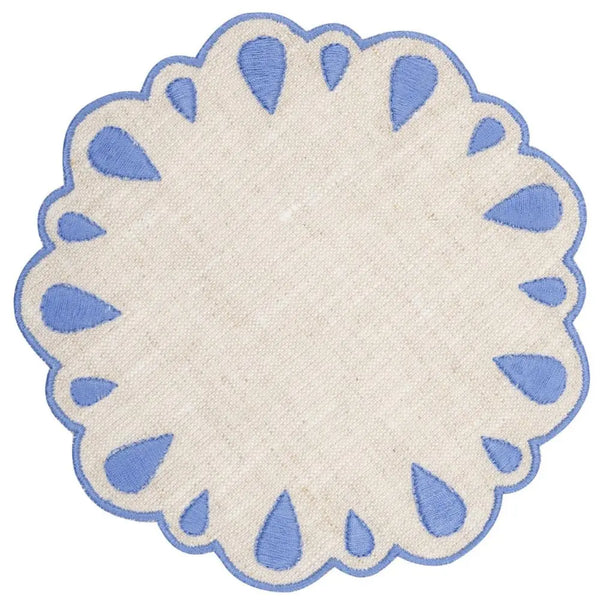 Los Encajeros Drops Embroidered Linen Coaster (Set of 4) - The Mayfair Hall