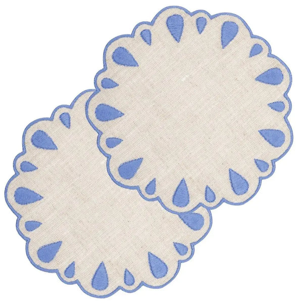 Los Encajeros Drops Embroidered Linen Coaster (Set of 4) - The Mayfair Hall