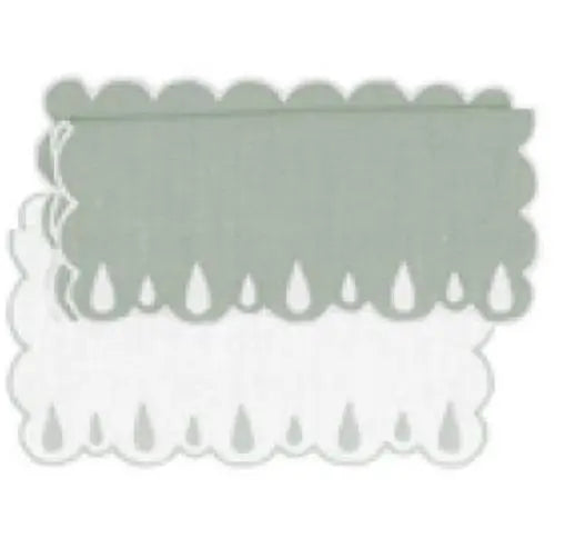 Los Encajeros Drops in Green Embroidered Linen Cocktail Napkin (Set of 2) - The Mayfair Hall