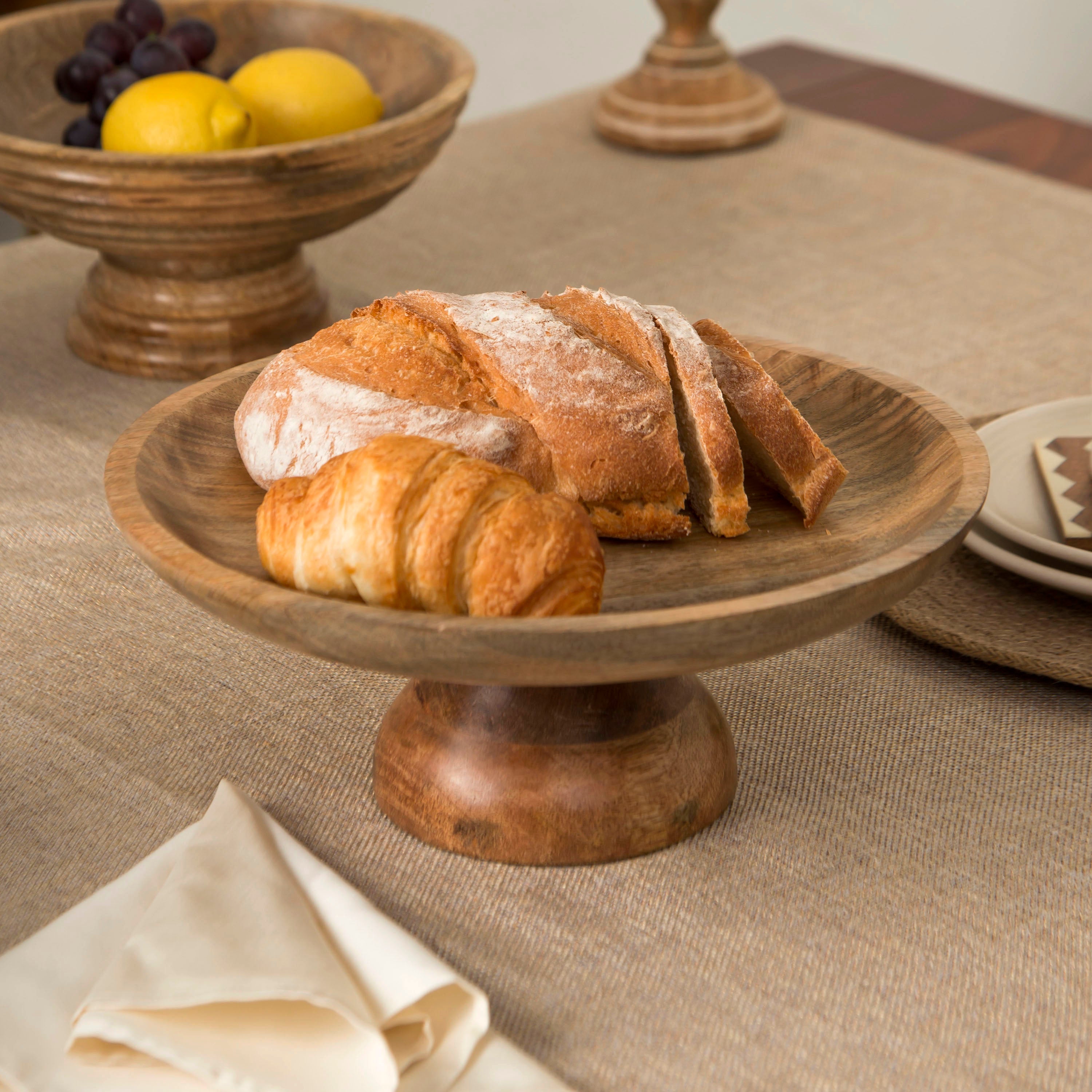 Sienna 12 Inch Mango Wood Pedestal Bowl