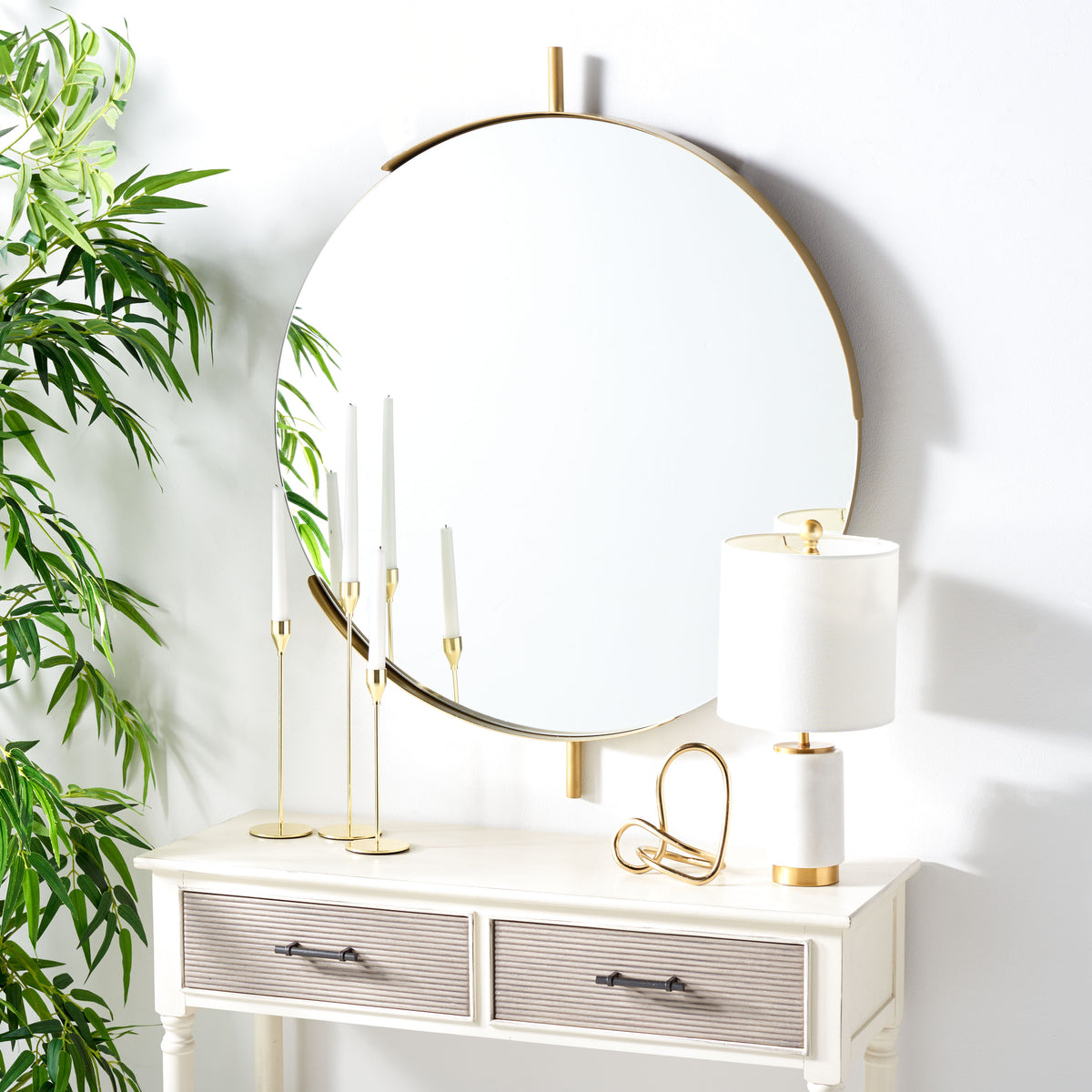 Orford Iron and Glass Mirror in Brass — 30″