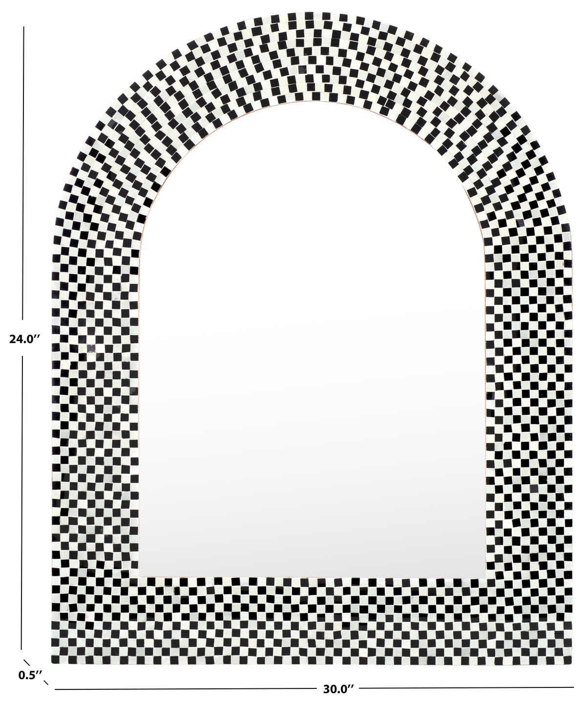 Martini Glass Mosaic and MDF Mirror in Black and White — 30″