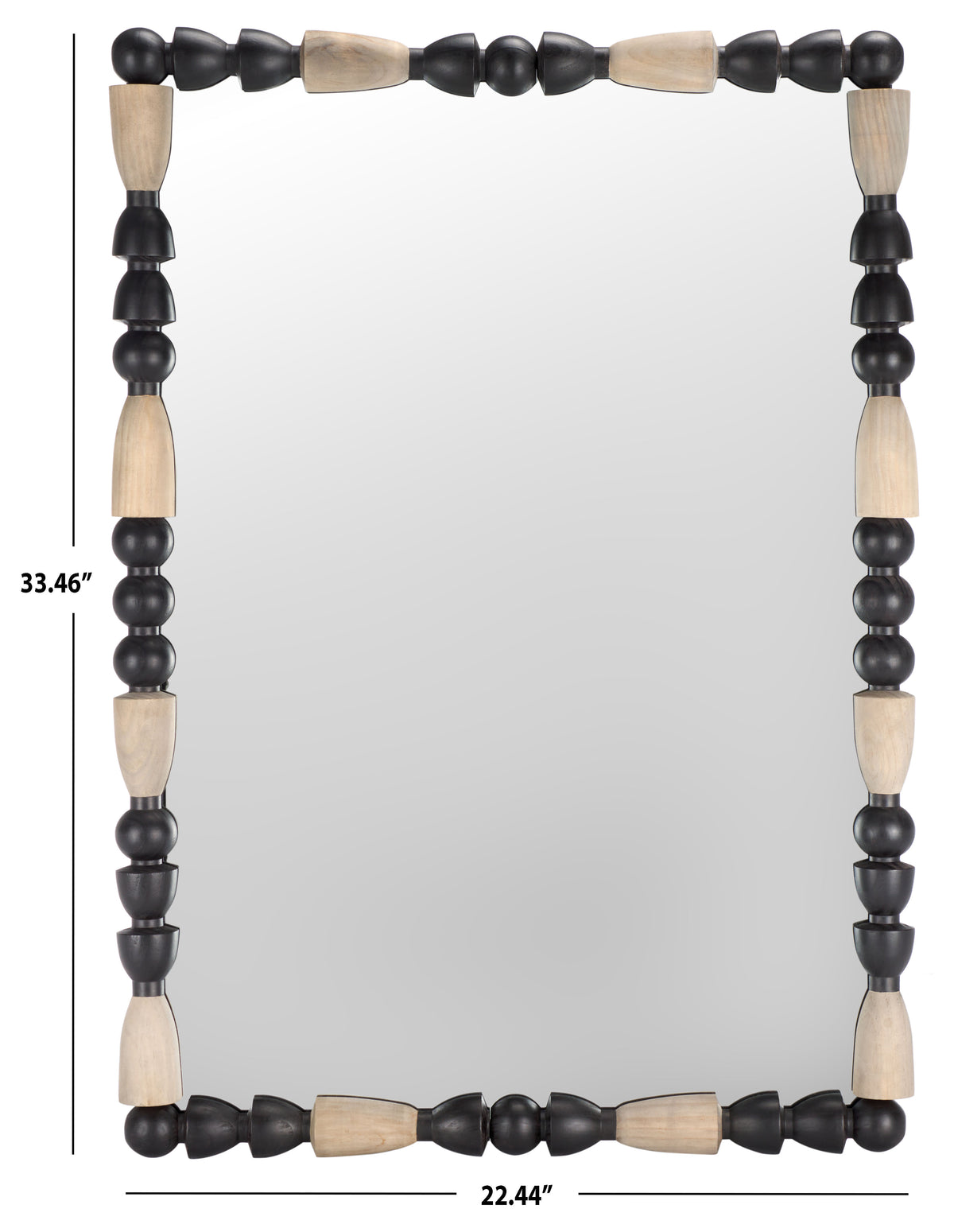 Gabbhi Pinewood and Metal Mirror in Gray and Black — 24.8″