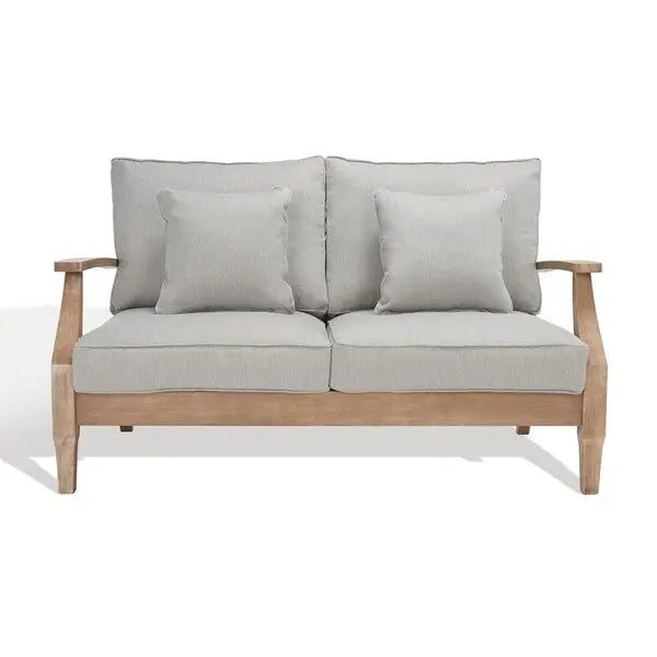 Martinique Natural-Grey Style Wood Patio Loveseat - The Mayfair Hall