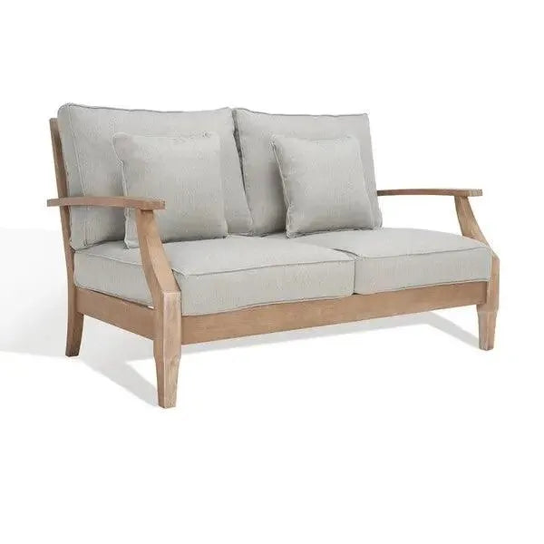 Martinique Natural-Grey Style Wood Patio Loveseat - The Mayfair Hall