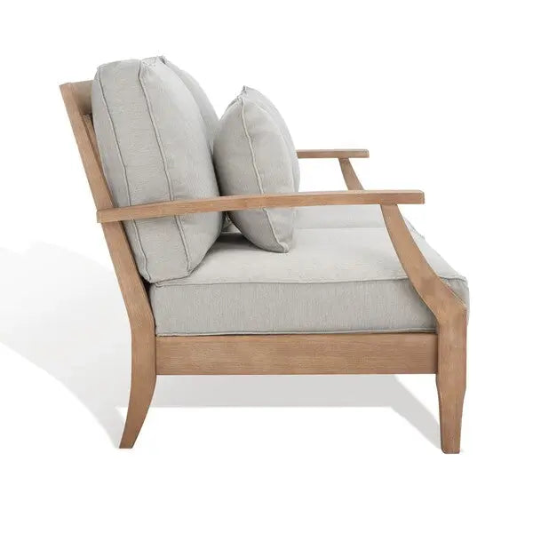 Martinique Natural-Grey Style Wood Patio Loveseat - The Mayfair Hall