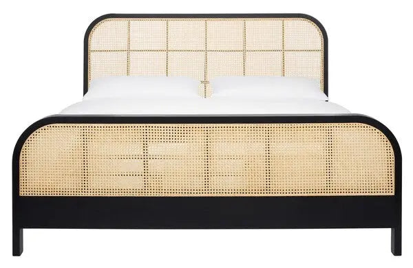 Mcallister Black-Natural Cane Queen Bed - The Mayfair Hall