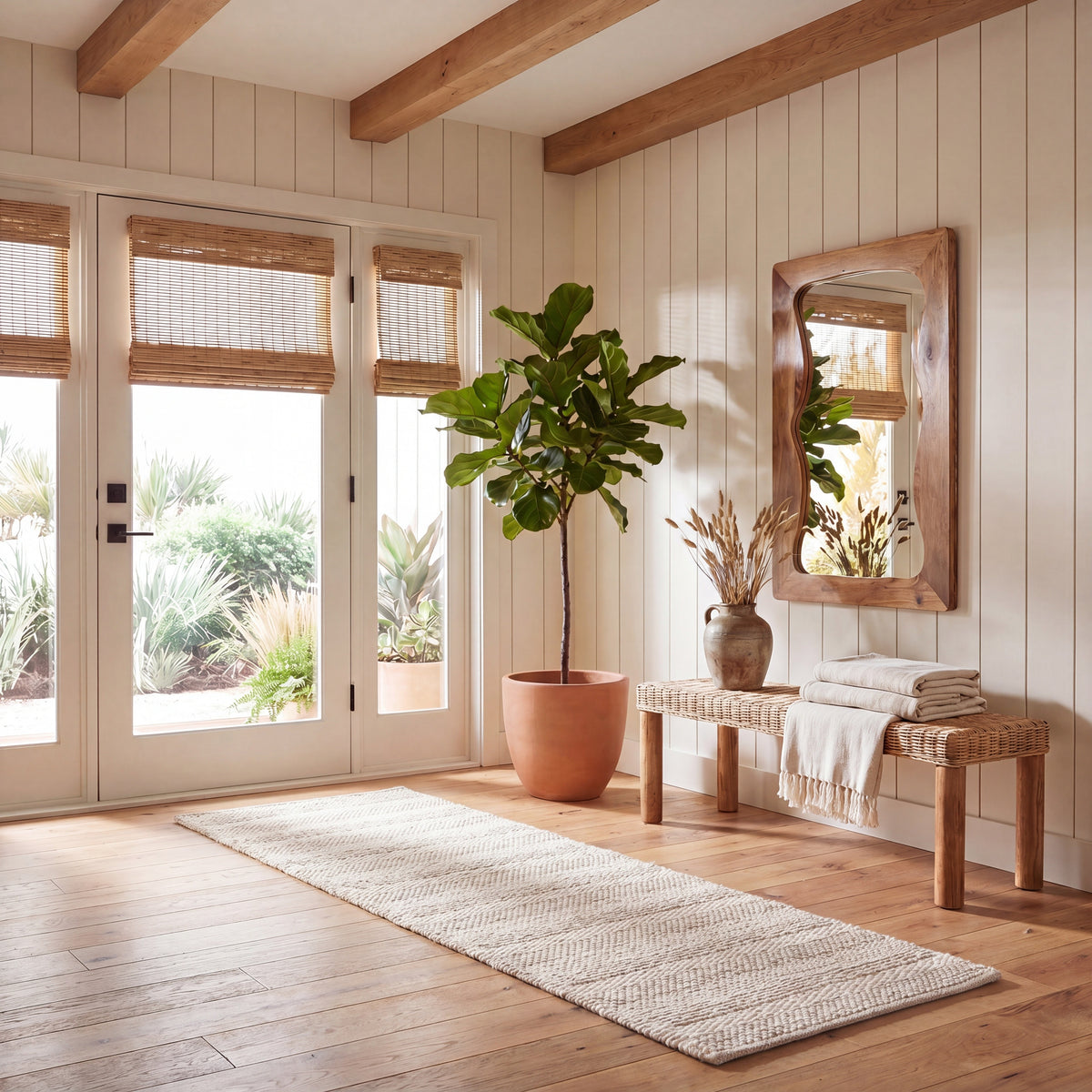 Natura Coastal Handwoven Area Rug in Ivory