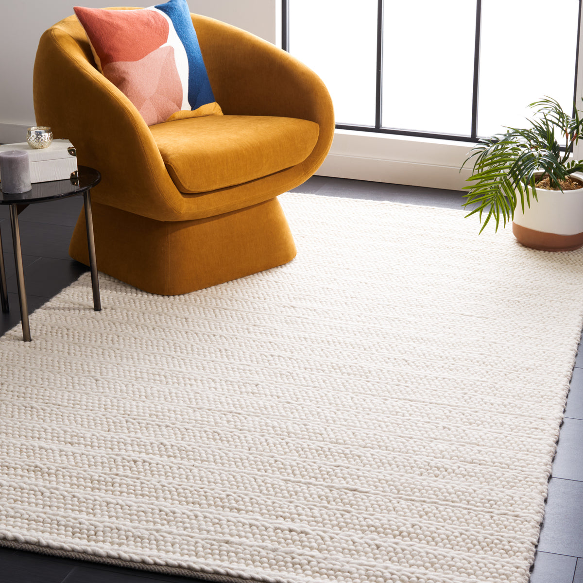 Natura Modern Flat Weave Area Rug in Ivory
