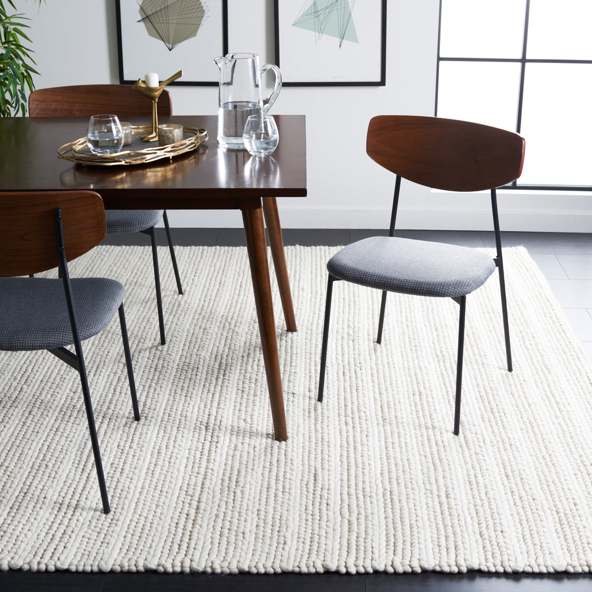 Natura Modern Flat Weave Area Rug in Ivory