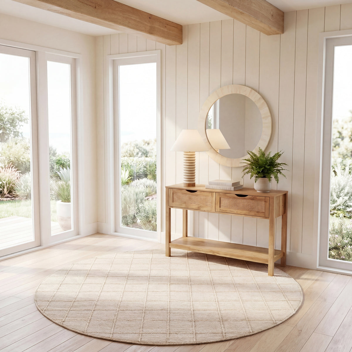 Natura Modern Handwoven Area Rug in Beige