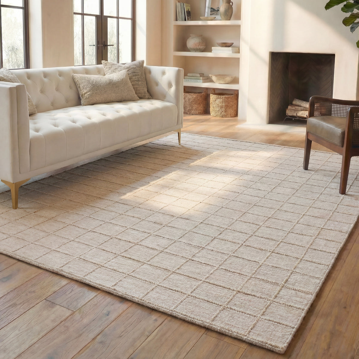 Natura Modern Handwoven Area Rug in Beige