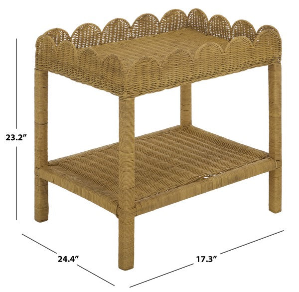 Erna Scallop Rattan Nightstand with 1 Shelf in Natural