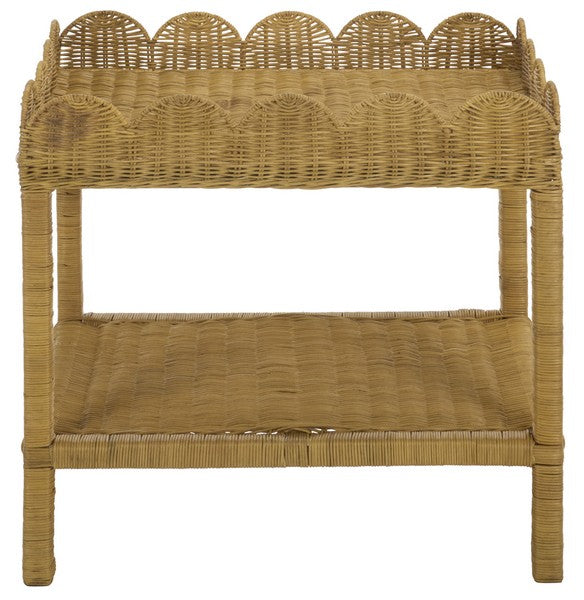 Erna Scallop Rattan Nightstand with 1 Shelf in Natural