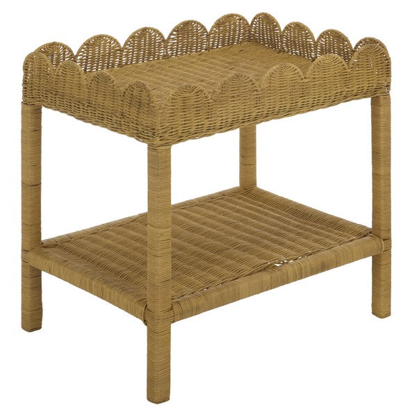 Erna Scallop Rattan Nightstand with 1 Shelf in Natural