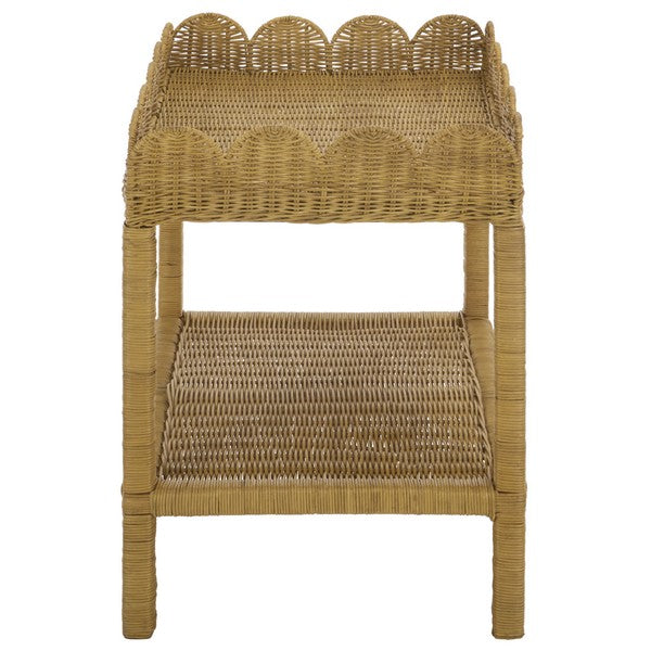 Erna Scallop Rattan Nightstand with 1 Shelf in Natural
