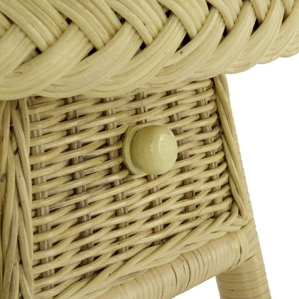 Balian Rattan Nightstand with 1 Shelf and 1 Drawer in Natural White