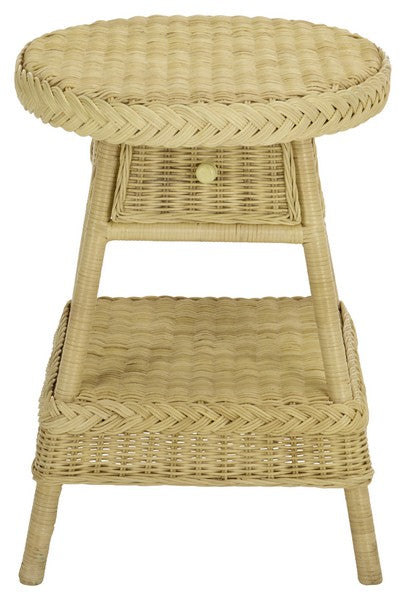 Balian Rattan Nightstand with 1 Shelf and 1 Drawer in Natural White