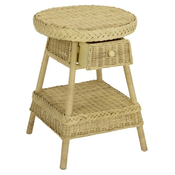 Balian Rattan Nightstand with 1 Shelf and 1 Drawer in Natural White