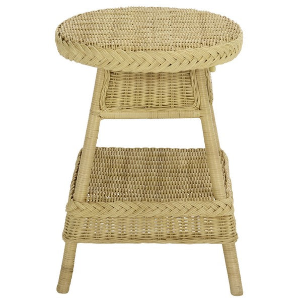Balian Rattan Nightstand with 1 Shelf and 1 Drawer in Natural White