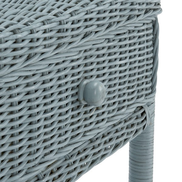Priore Rattan Nightstand with 1 Shelf and 1 Drawer in Light Blue