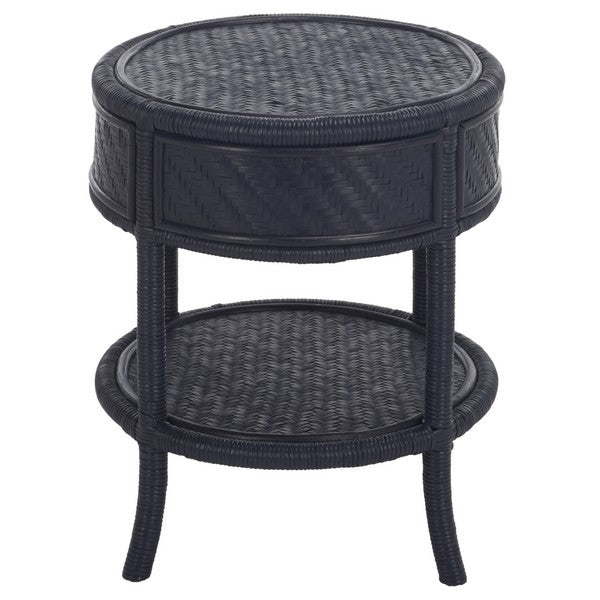 Ashtin Rattan Nightstand with 1 Shelf and 1 Drawer in Navy