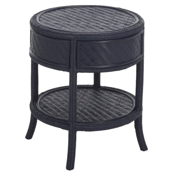Ashtin Rattan Nightstand with 1 Shelf and 1 Drawer in Navy