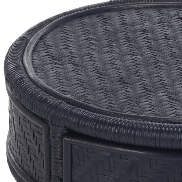Ashtin Rattan Nightstand with 1 Shelf and 1 Drawer in Navy